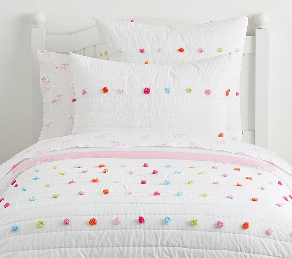Bright Pom Pom Comforter Pottery Barn Kids UK